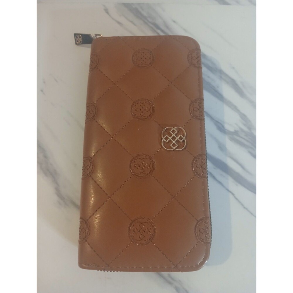 Daisy Fuentes Wallet Clutch Purse Brown Quilted Triangles